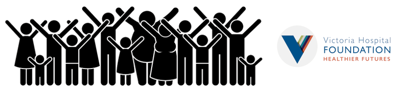 Icon image of a group of people of all ages with their arms raised in celebration.