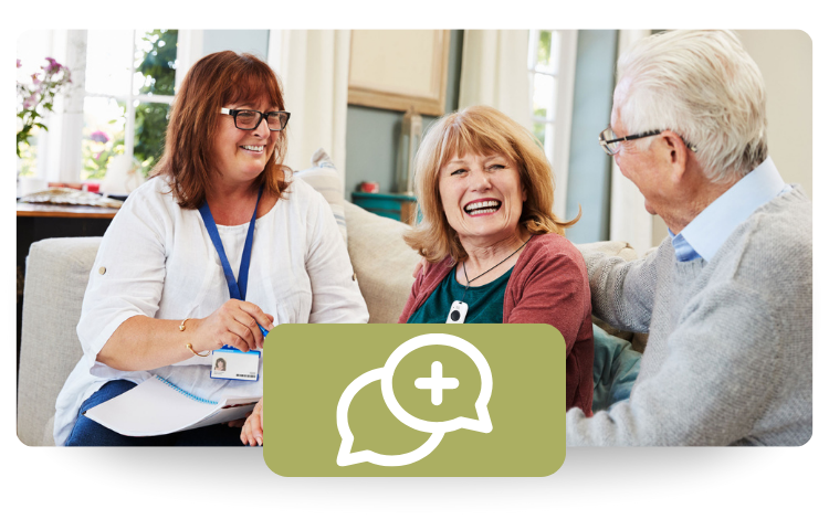 Three adults sitting together for a consultation