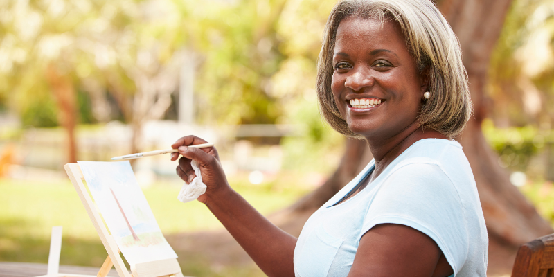 People are happier outdoors - Older women smiling outdoors