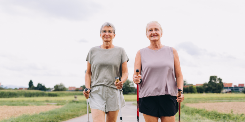 Senior women walking together