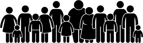 large-family Icon image of a group of people of all ages.